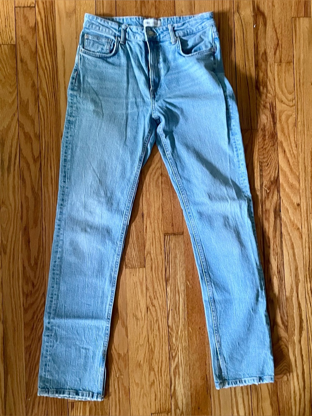 Zara Light Blue Split Hem Jeans